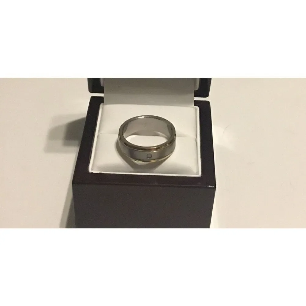 New Mens Two-Tone Stainless Steel Spinner Band Ring Sz 12